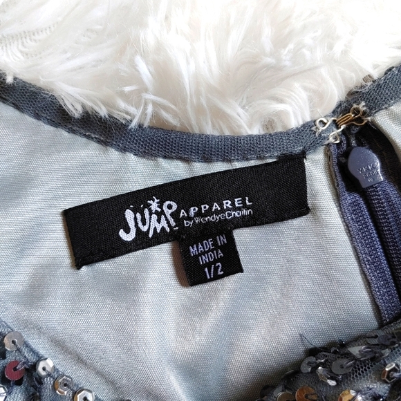 Jump Apparel || Sequin & Beaded Dress, Size 1/2, Silver Grey - Picture 2 of 6